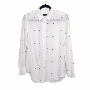 Equipment Kate Moss 100% Silk David Bowie Eyes Button Up Shirt XS